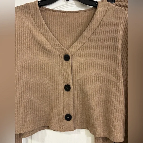 Brown Ribbed Coordinating Pant Set, NWT - Picture 8 of 8